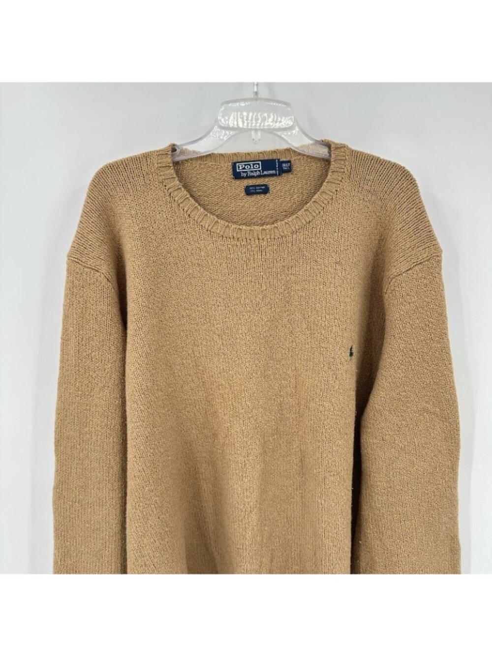 POLO RALPH LAUREN crewneck sweater tan 3XLT big tall wool cotton classic preppy - Picture 3 of 7